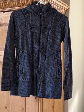 Womens athleisure Hooded Zip-Up Jacket in Dark Gray
